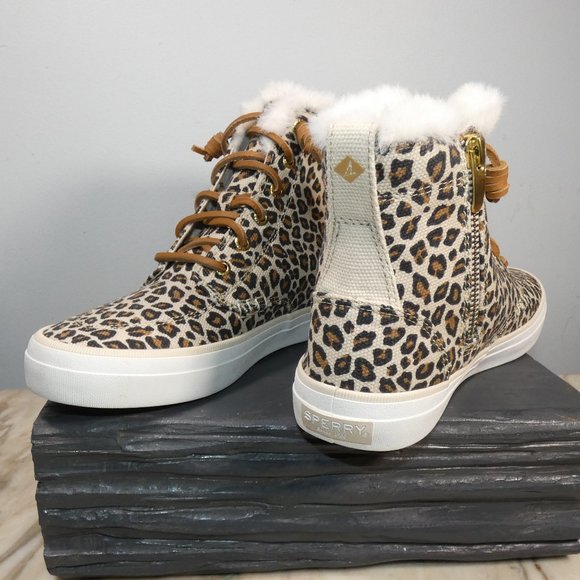 Sperry Shoes Sperry Womens Crest Vibe High Top Sneaker 7 Tan Animal